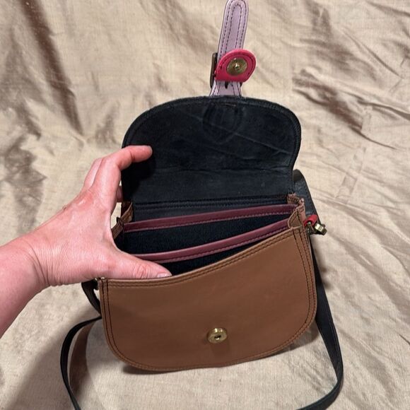 Augré F. Pony Hair And Leather Tan Raspberry Leather Crossbody Bag - Picture 2 of 11